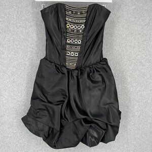 Jessica McClintock Gunne Sax Bubble Mini Dress Size 1 Black Fairy Whimsigoth VTG